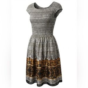 Chic Women's Gray and Gold Midi Dress